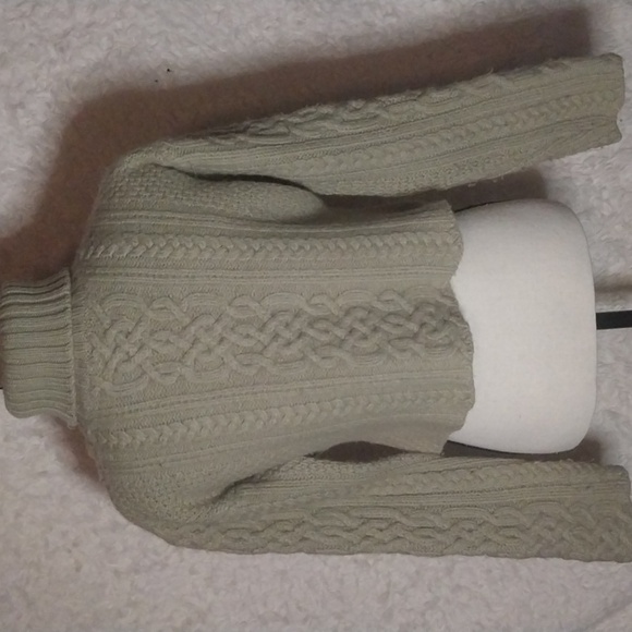Paul James 100% Wool Cropped Fisherman’s Knit Turtleneck Sweater Size M - Picture 4 of 8